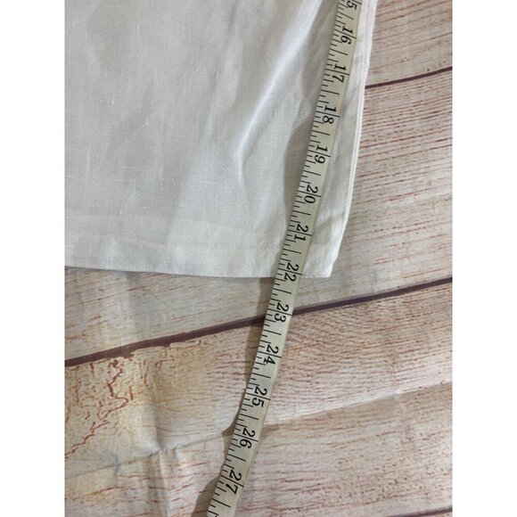 Flax By Jeanne Engelhart Women's White Linen Crop Pants - Large - Picture 5 of 13